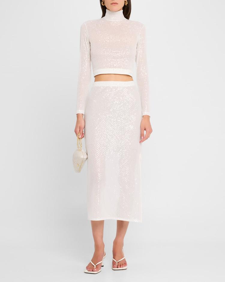 sequined bias-cut maxi skirt