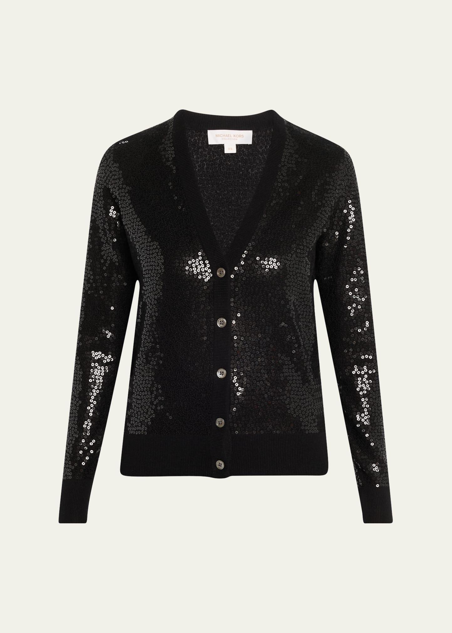 sequined cashmere v-neck cardigan