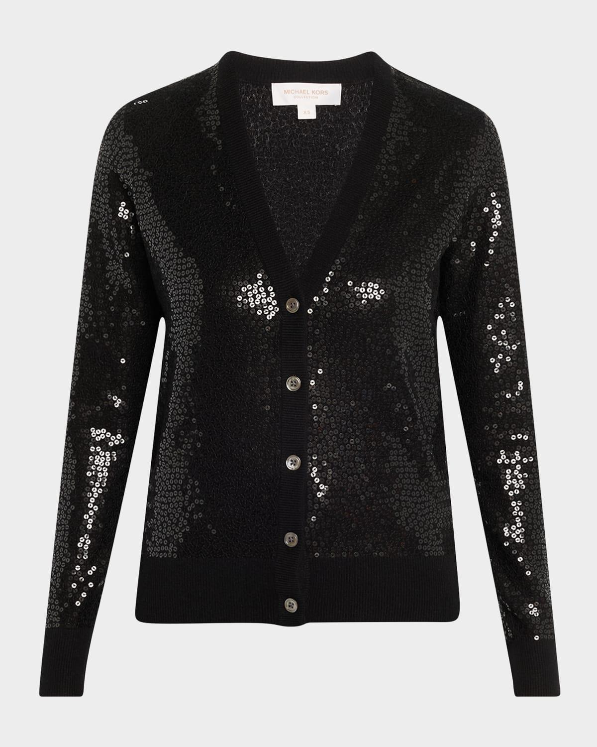 sequined cashmere v-neck cardigan