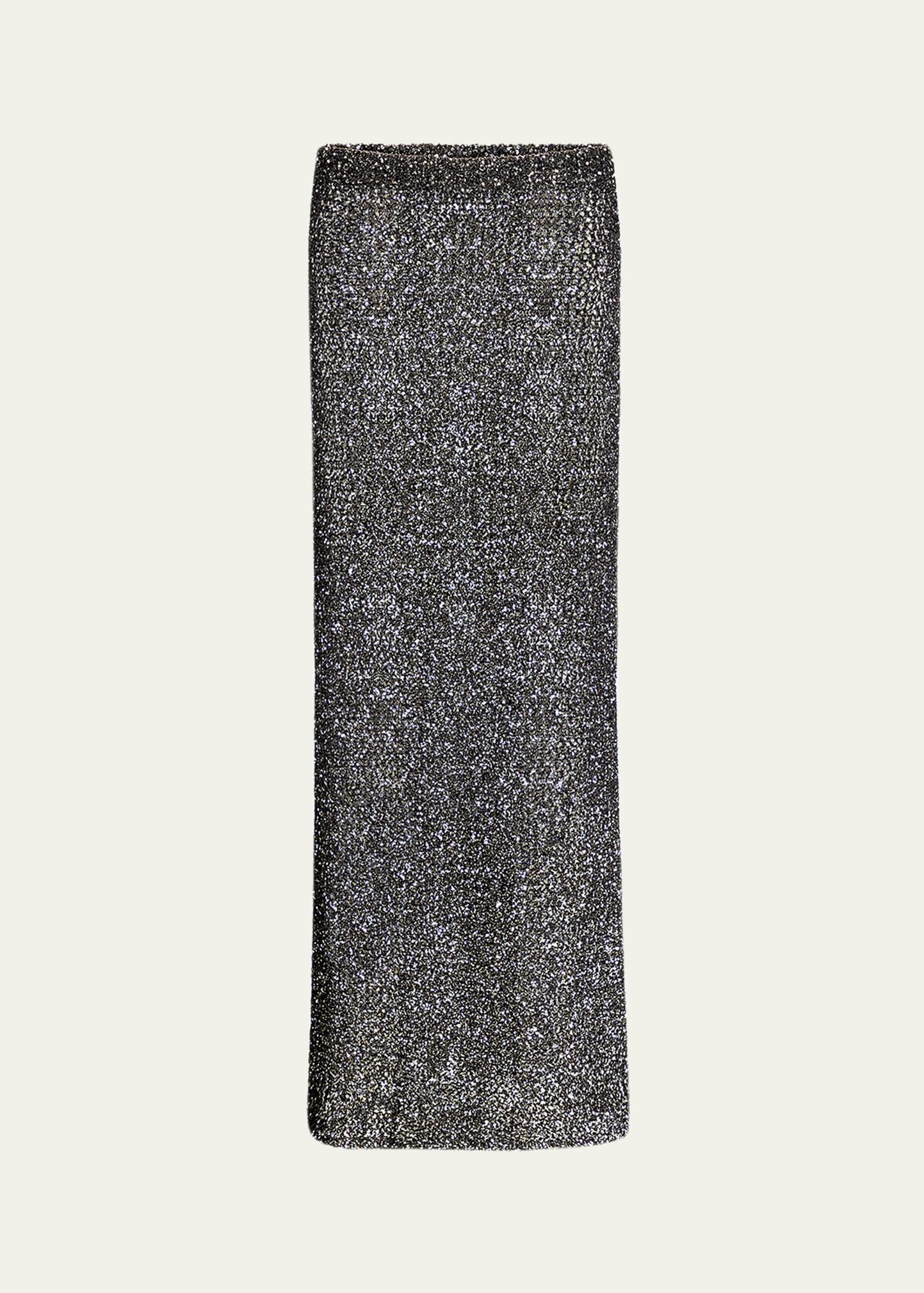sequined crochet maxi skirt
