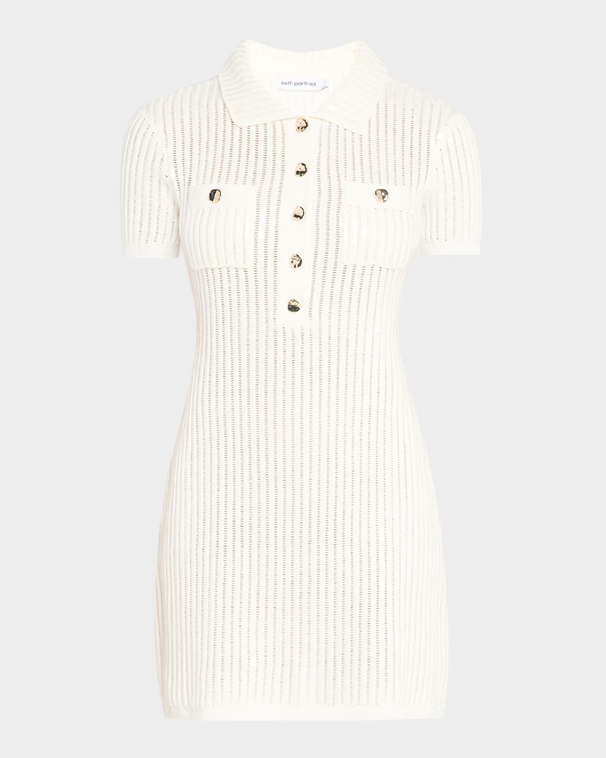 sequined crochet mini dress