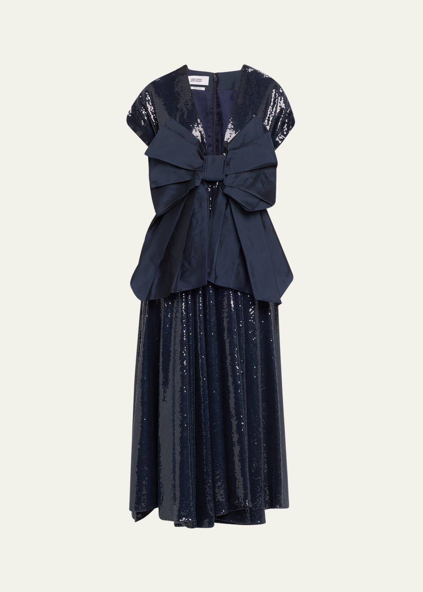 sequined crushed bow dress