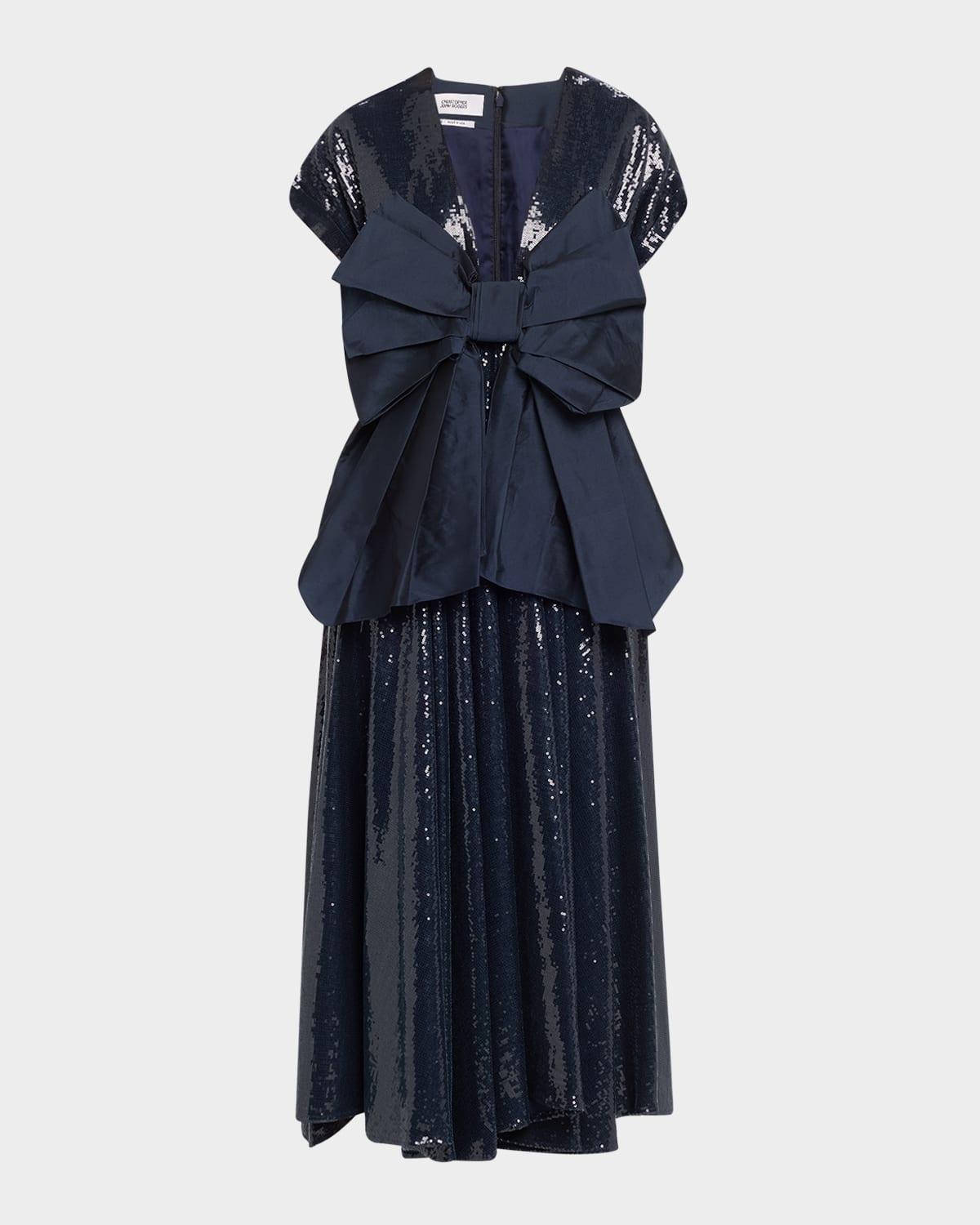 sequined crushed bow dress