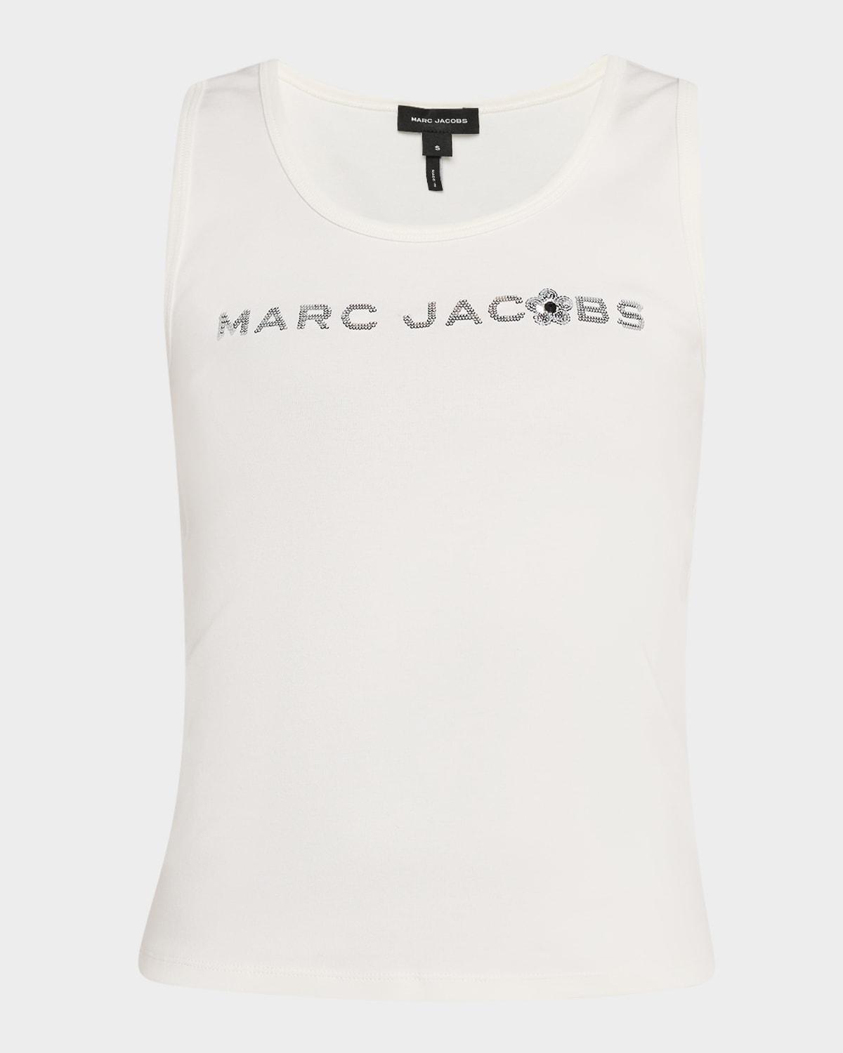 sequined daisy logo tank top