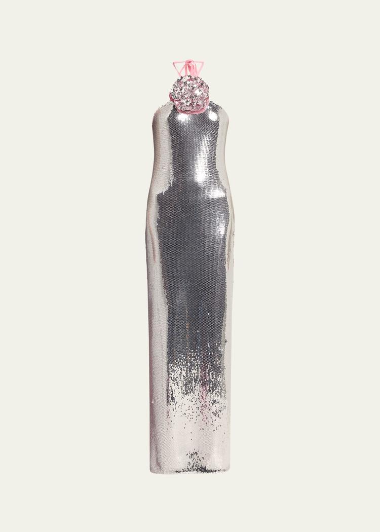 sequined halter gown