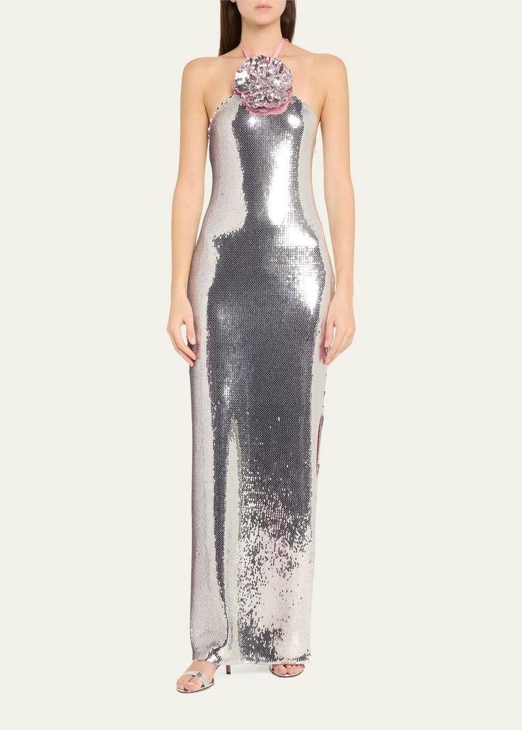 sequined halter gown