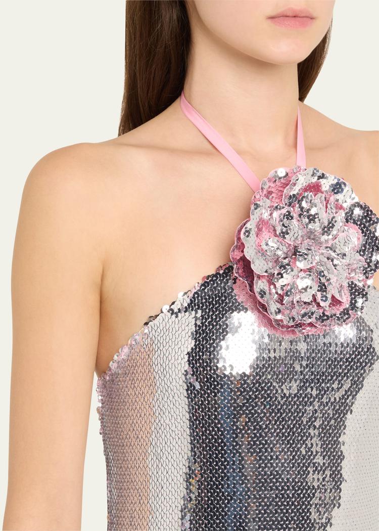 sequined halter gown