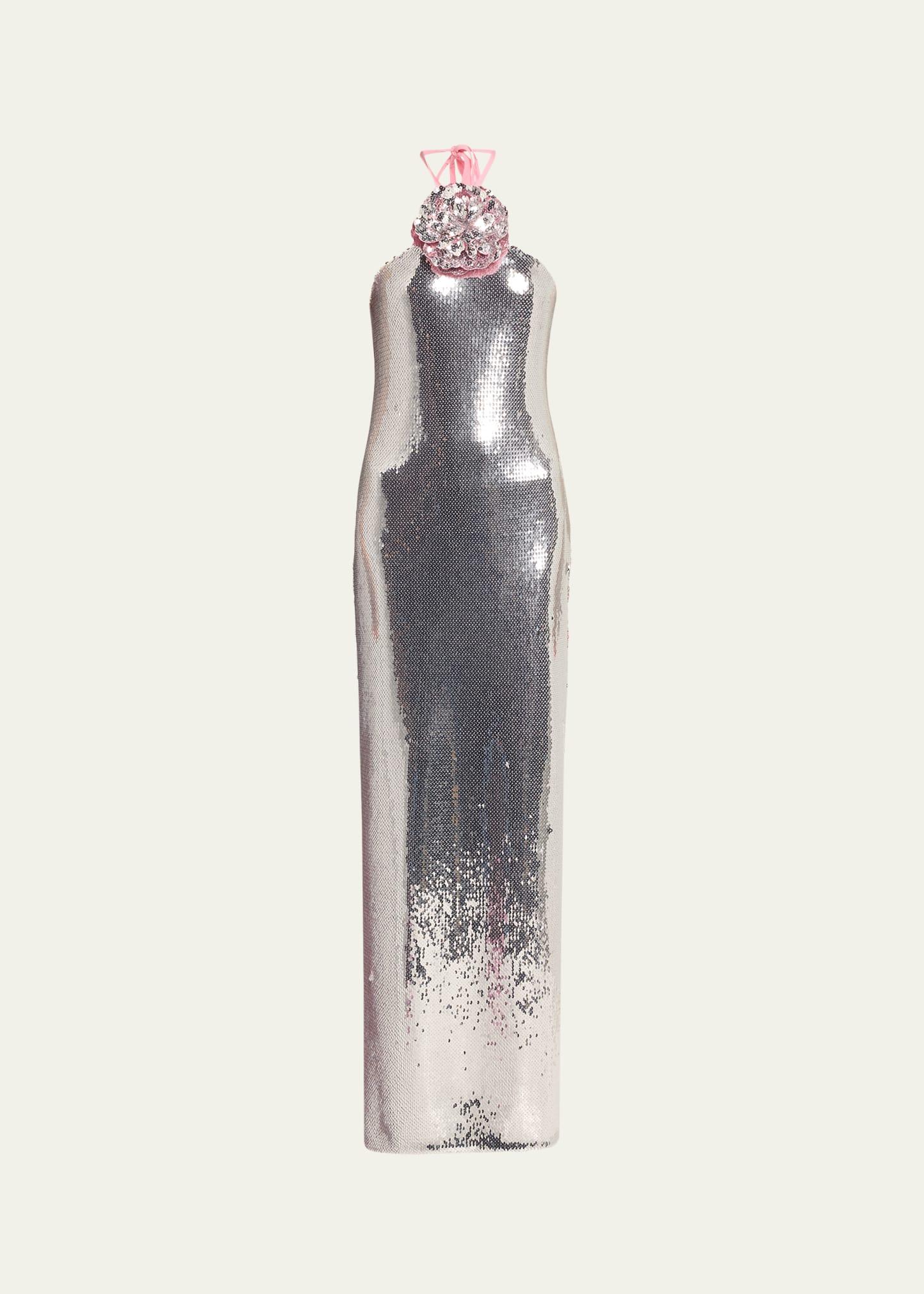 sequined halter gown