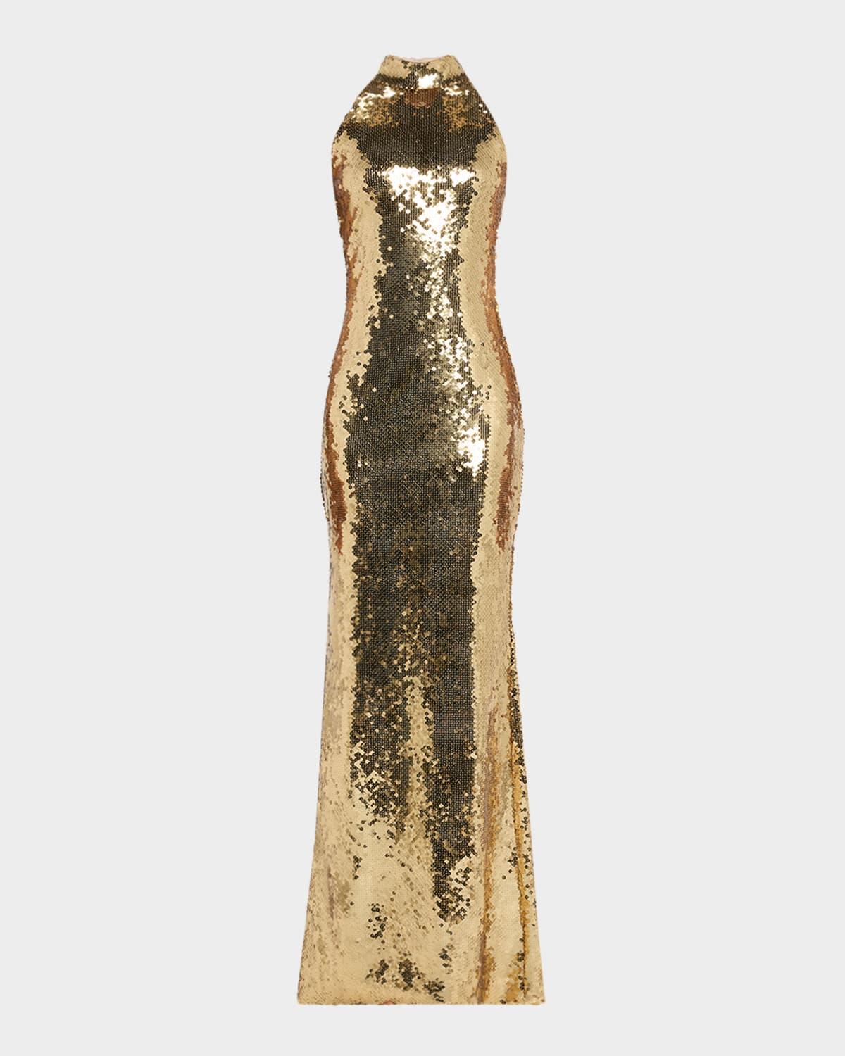 sequined halter gown