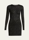 sequined knit mini long sleeve dress