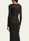 sequined knit mini long sleeve dress