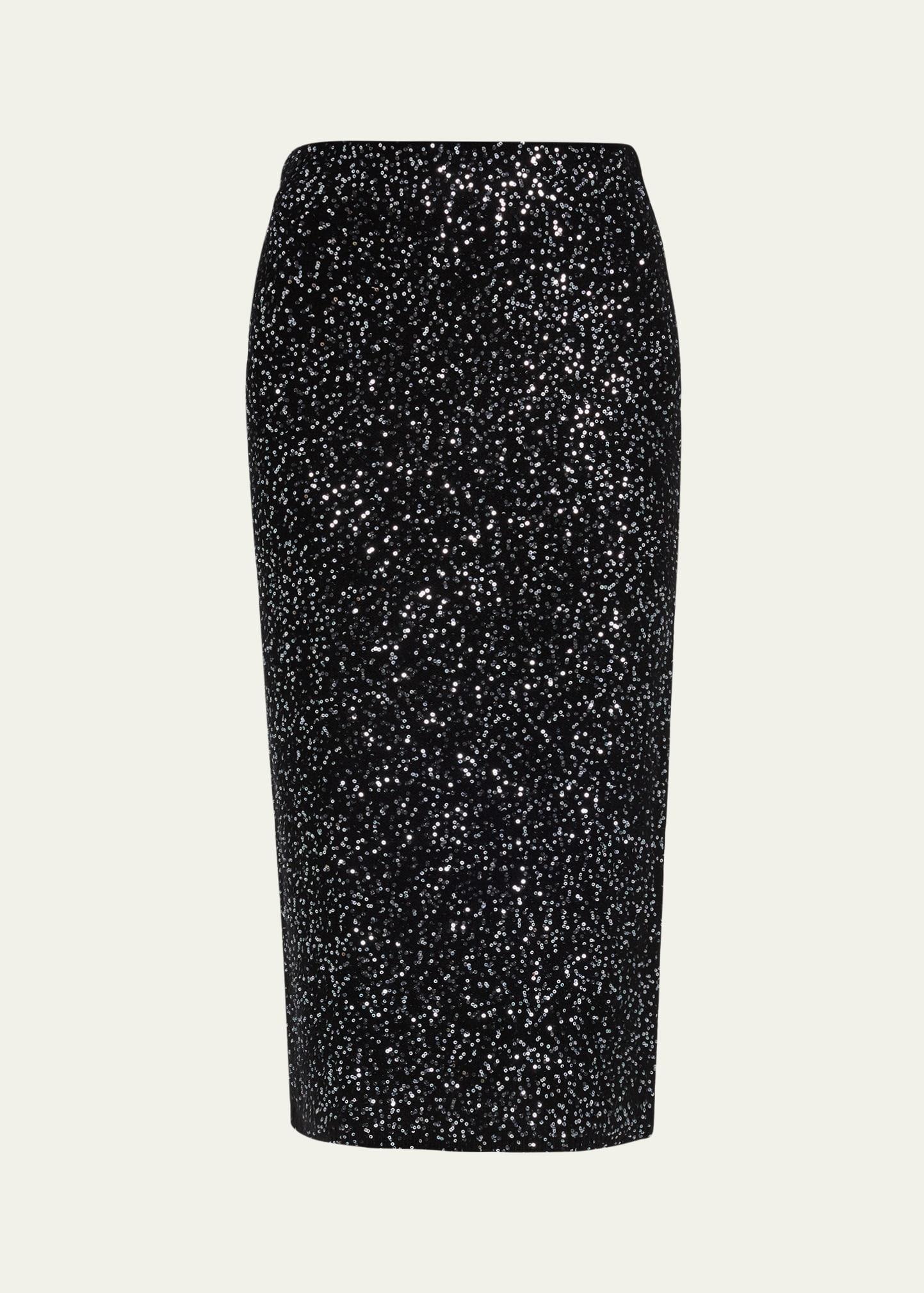sequined knit pencil skirt