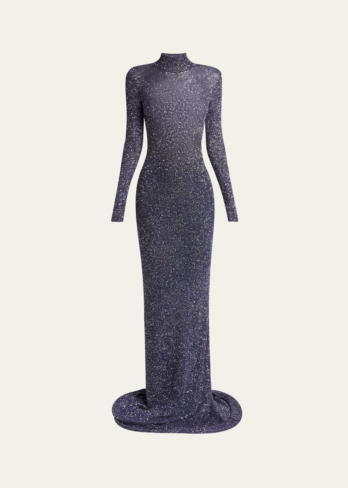 sequined mock-neck maxi dress