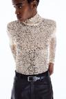 sequined mock turtleneck top