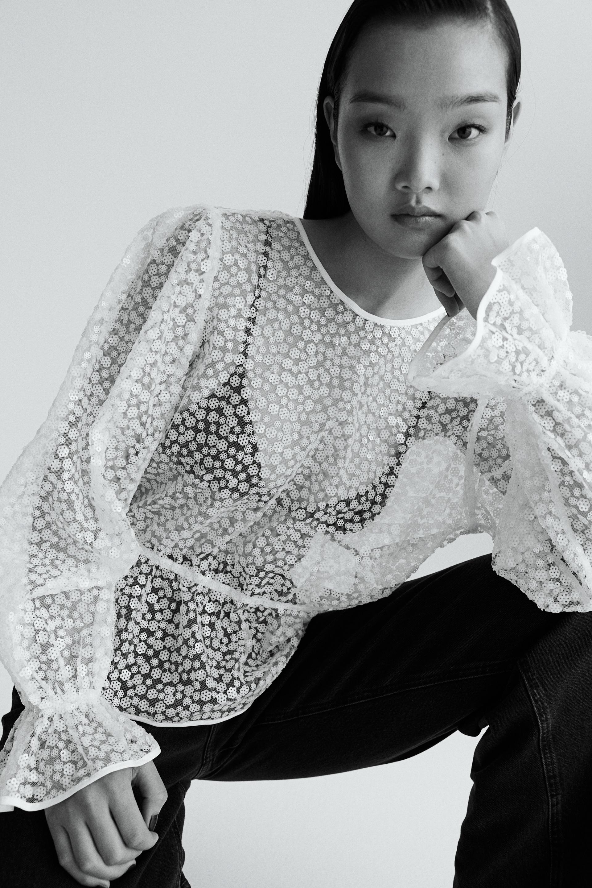 sequined peplum blouse