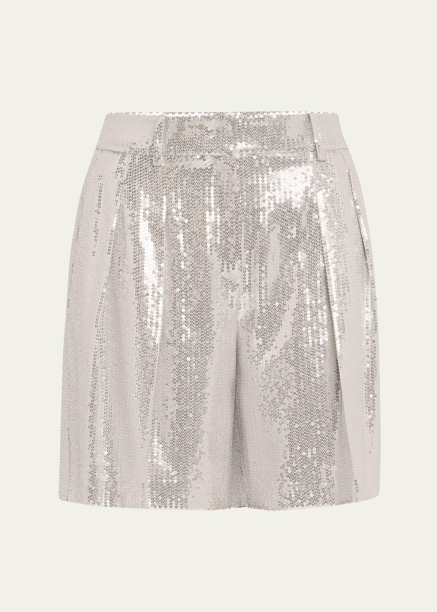 sequined pleated shorts