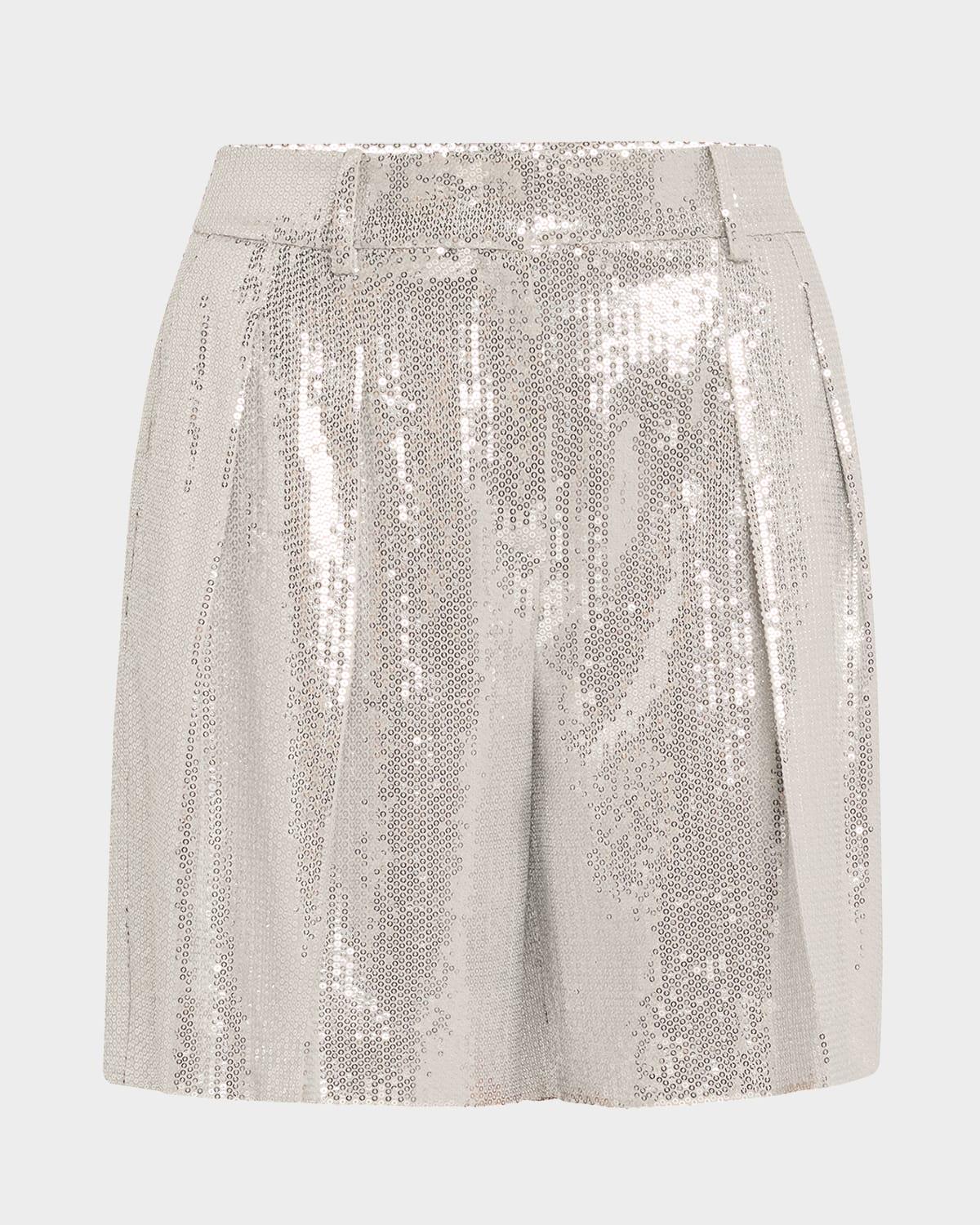 sequined pleated shorts