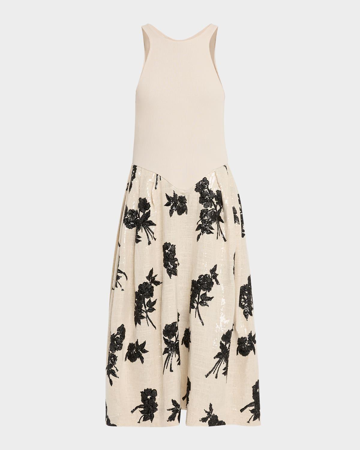 sequined rib-jersey midi tank dress