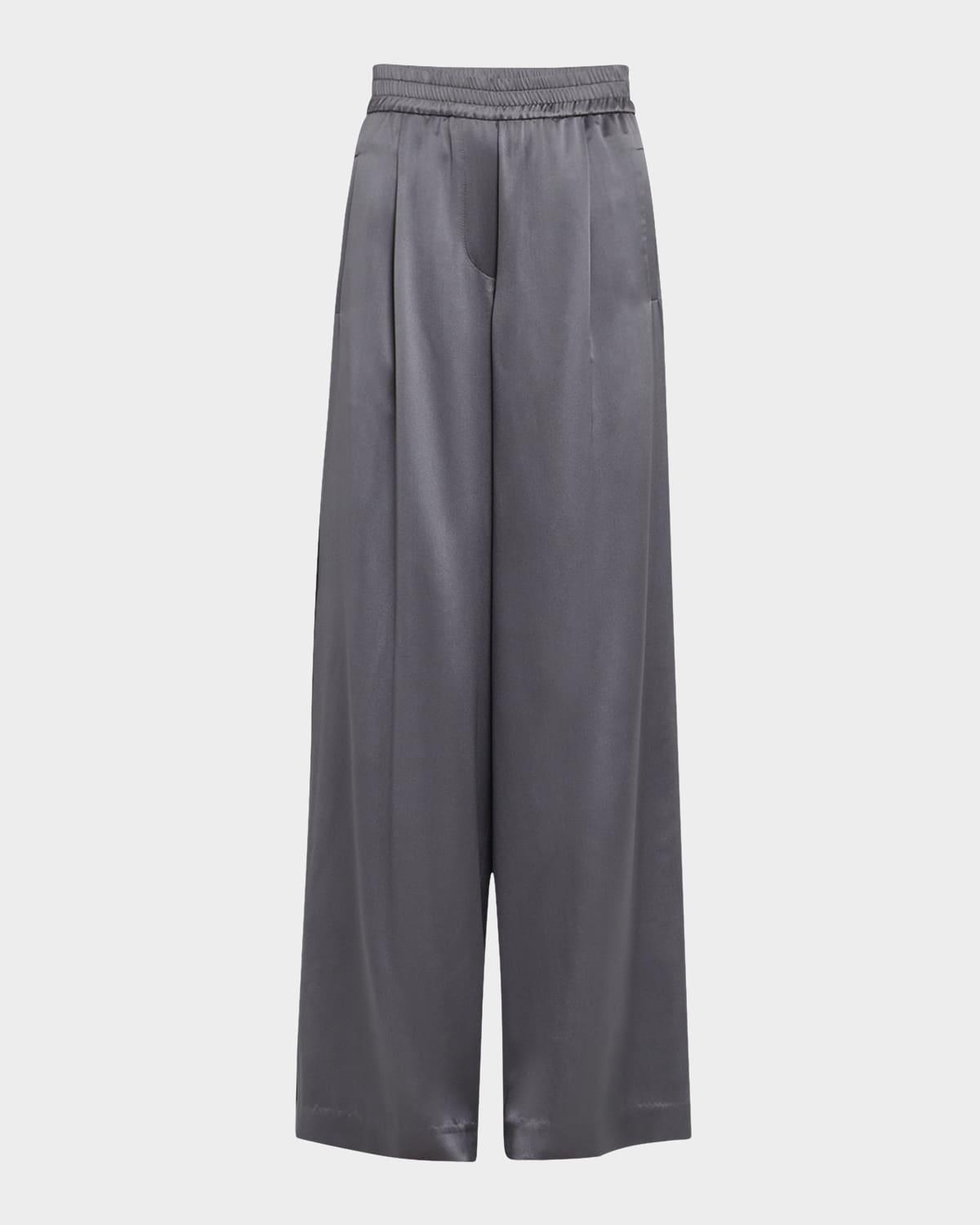 sequined satin wide leg pants