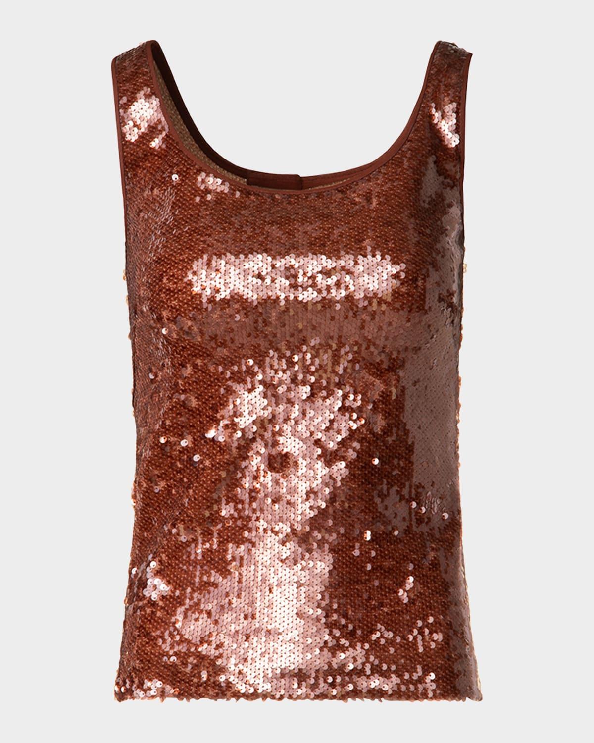 sequined scoop-neck tank top