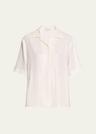 sequined short sleeve button up top