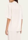 sequined short sleeve button up top