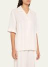 sequined short sleeve button up top