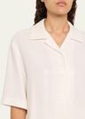 sequined short sleeve button up top