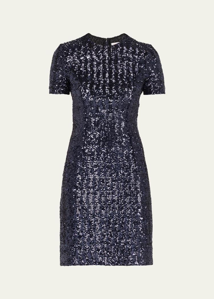 sequined short-sleeve mini dress