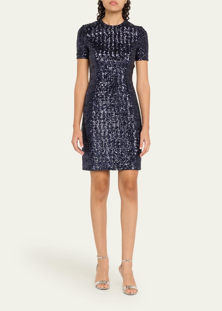sequined short-sleeve mini dress
