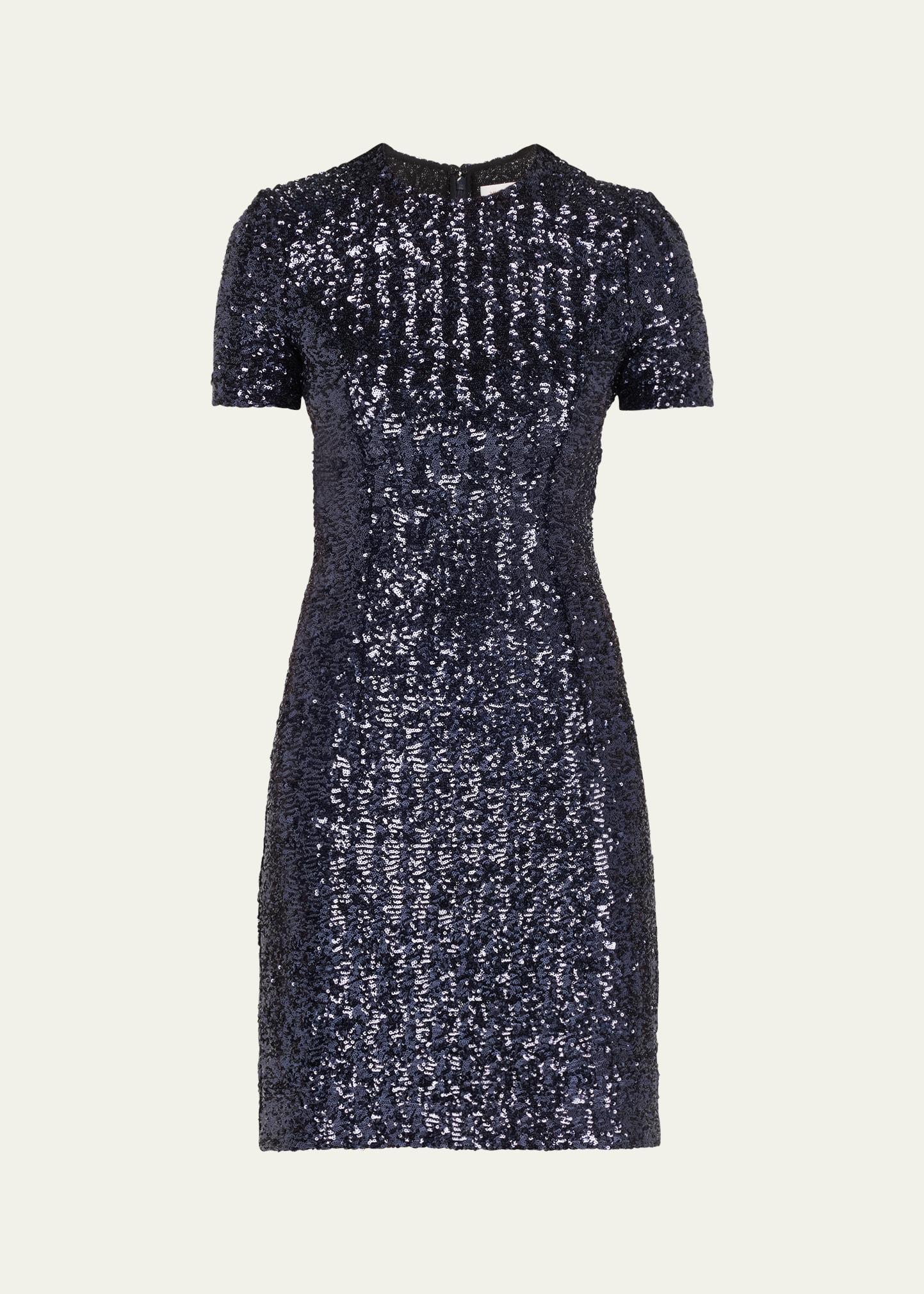 sequined short-sleeve mini dress