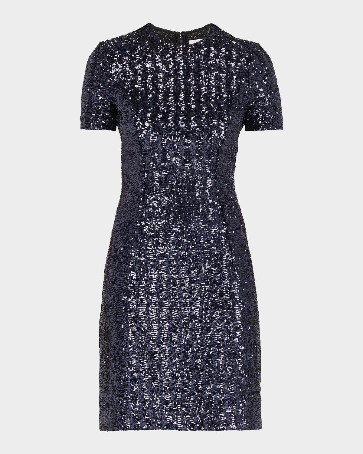 sequined short-sleeve mini dress