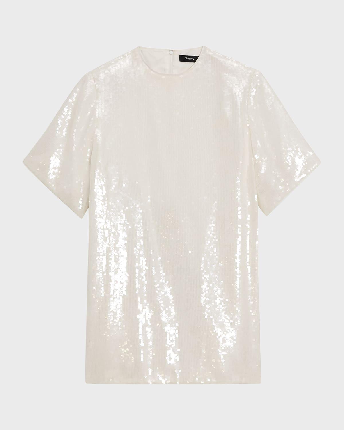 sequined short-sleeve t-shirt mini dress