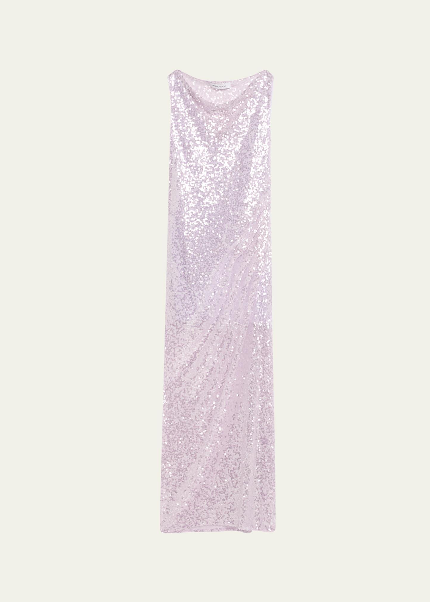 sequined side riched gown