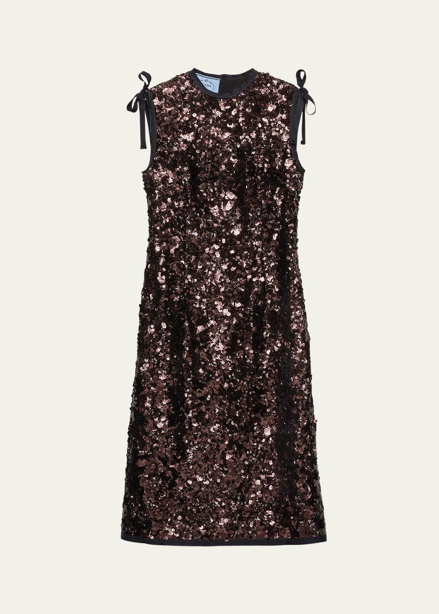 sequined sleeveless midi dress