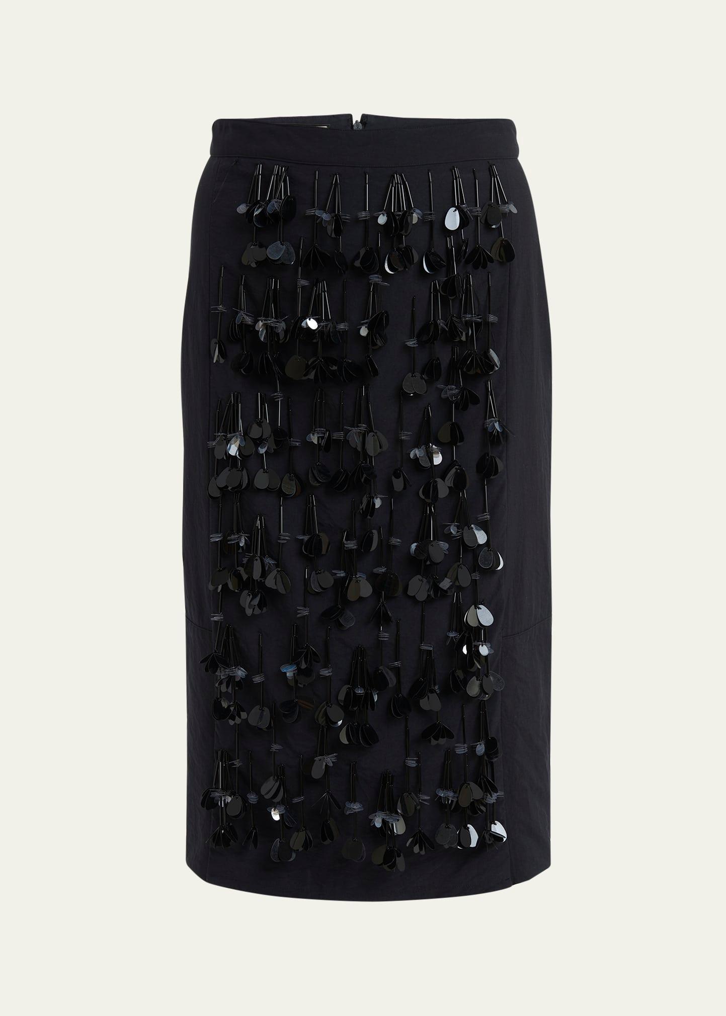 sequined straight midi skirt