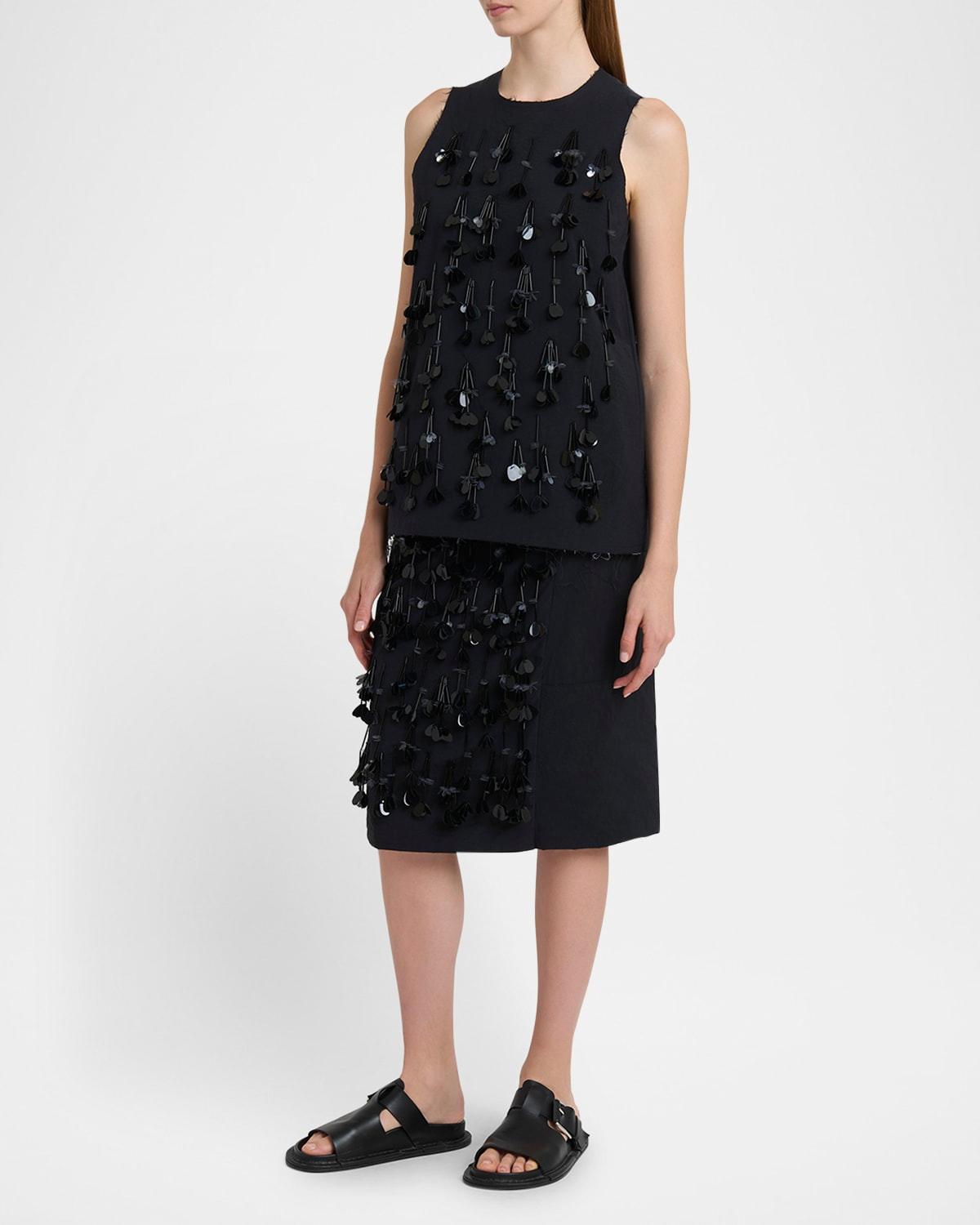 sequined straight midi skirt