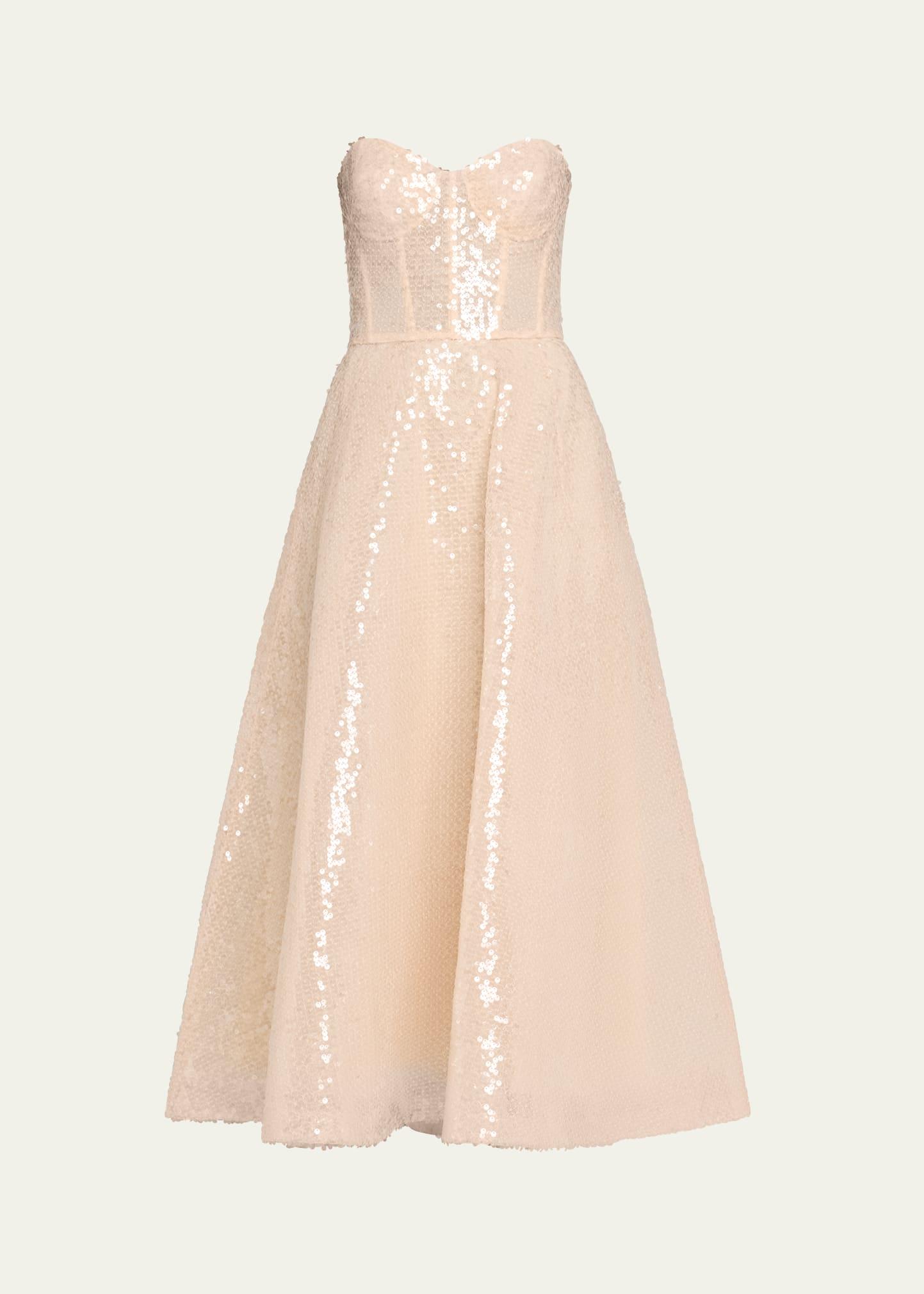 sequined strapless corset dress