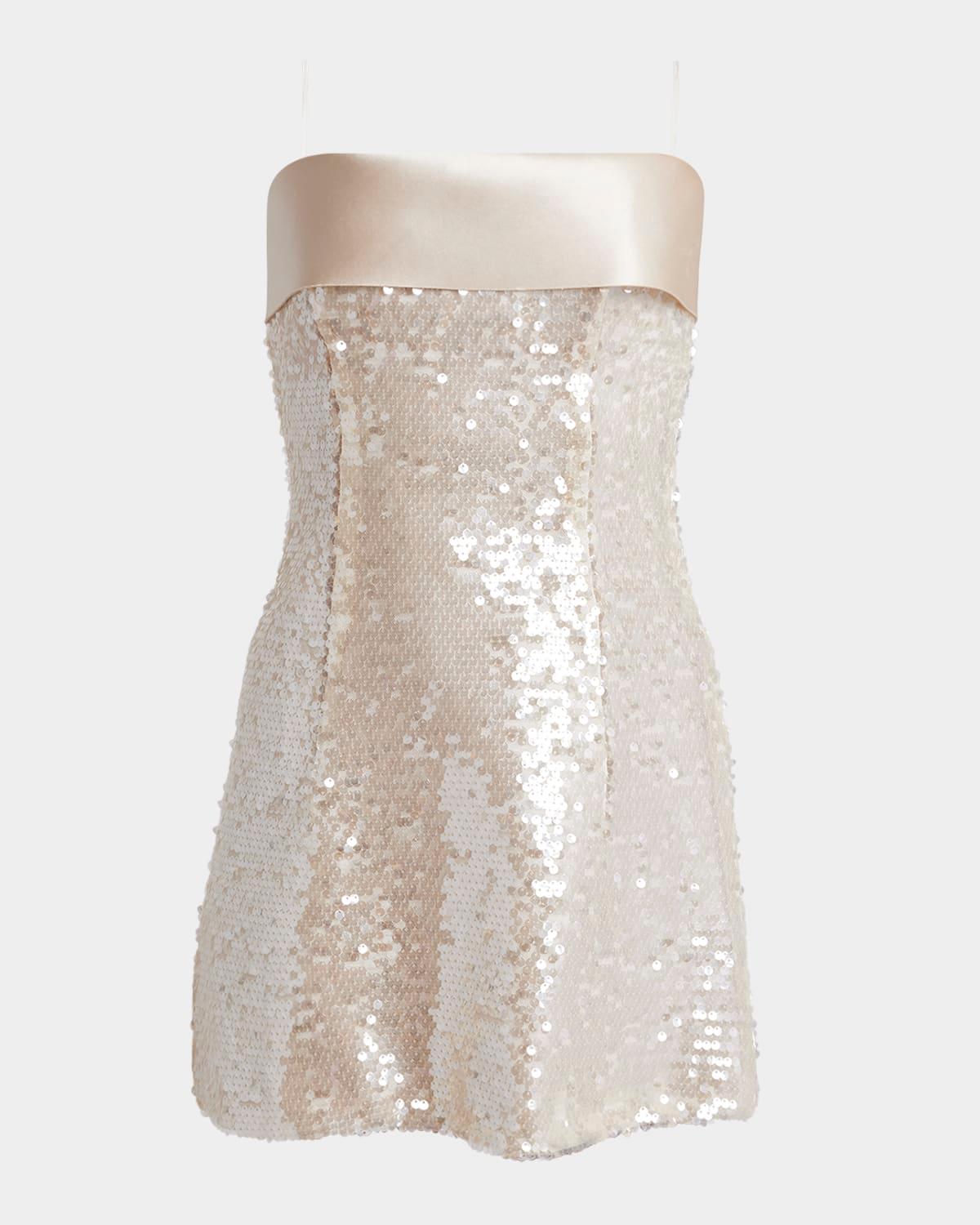 sequined strapless mini dress