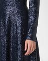 sequined stretch jersey long-sleeve midi dress