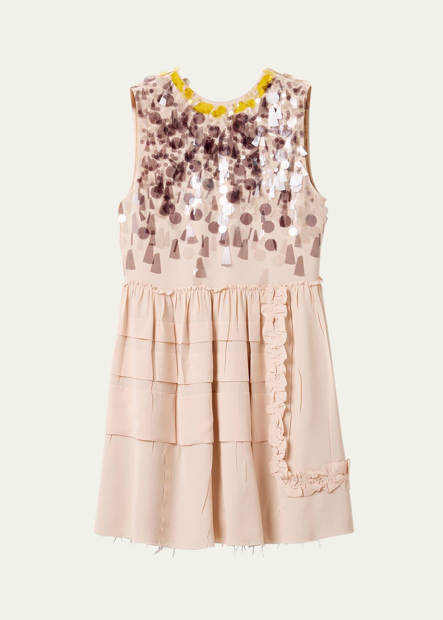 sequined tiered ruffle sleeveless dress