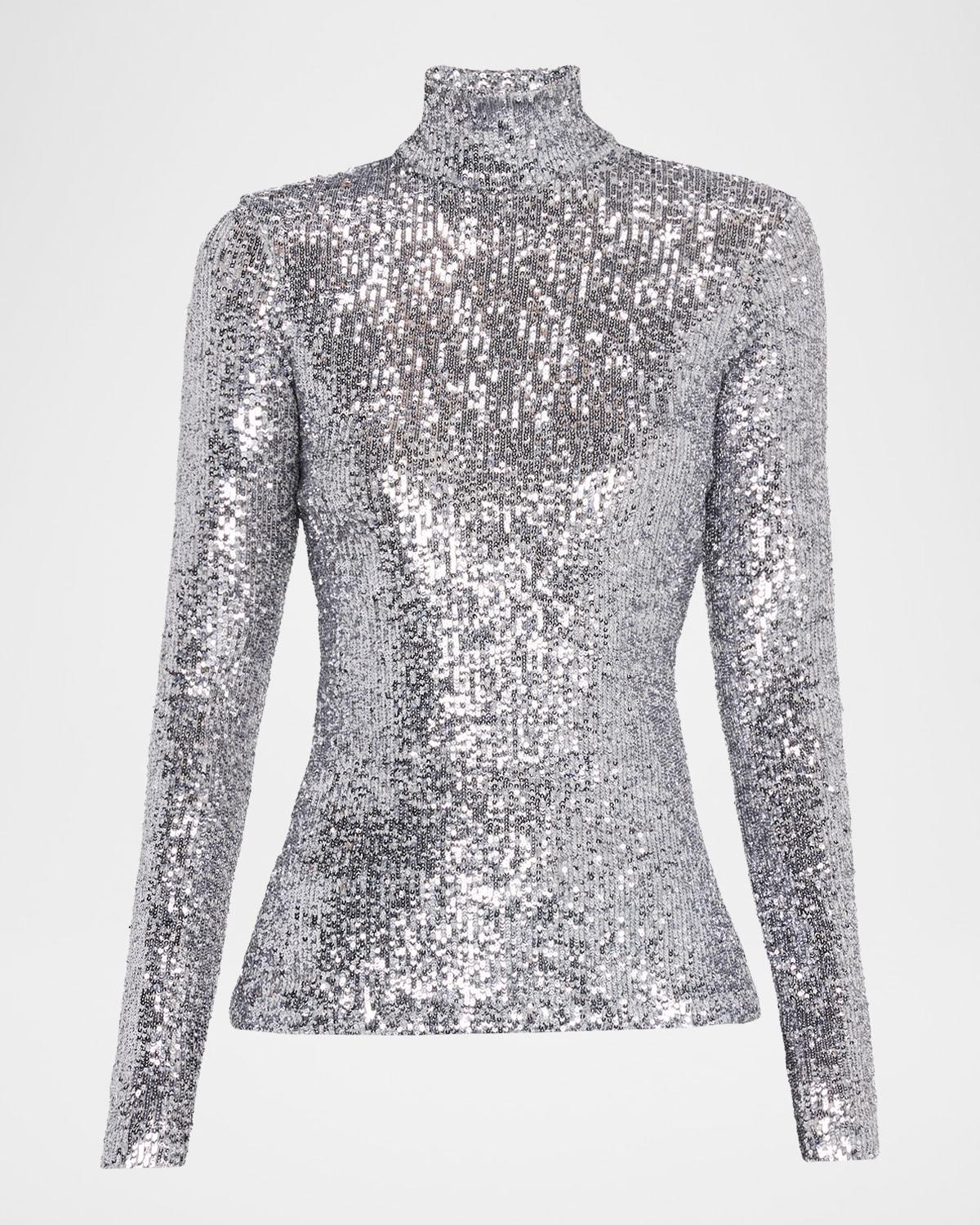 sequined turtleneck top