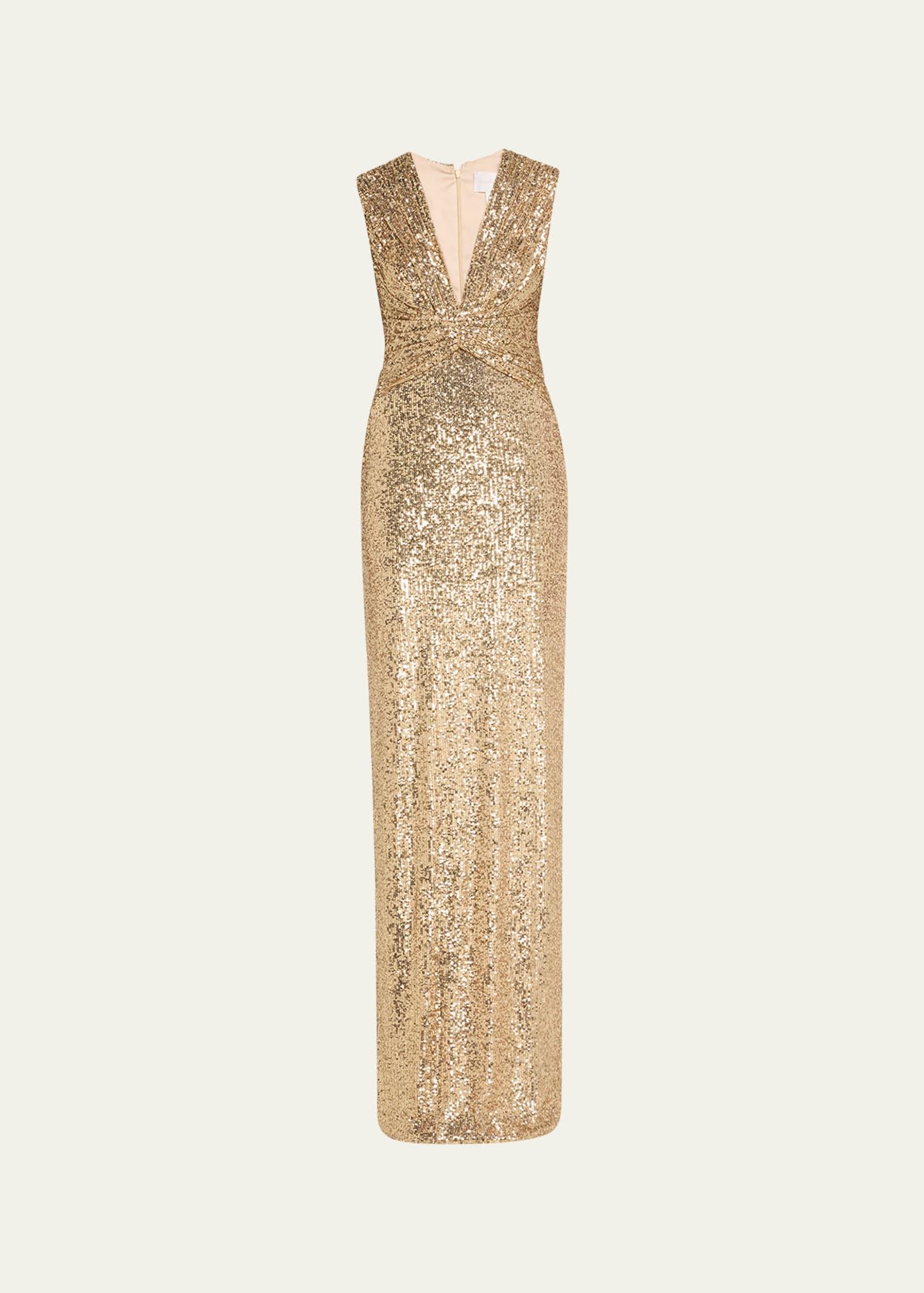 sequined v-neck gown