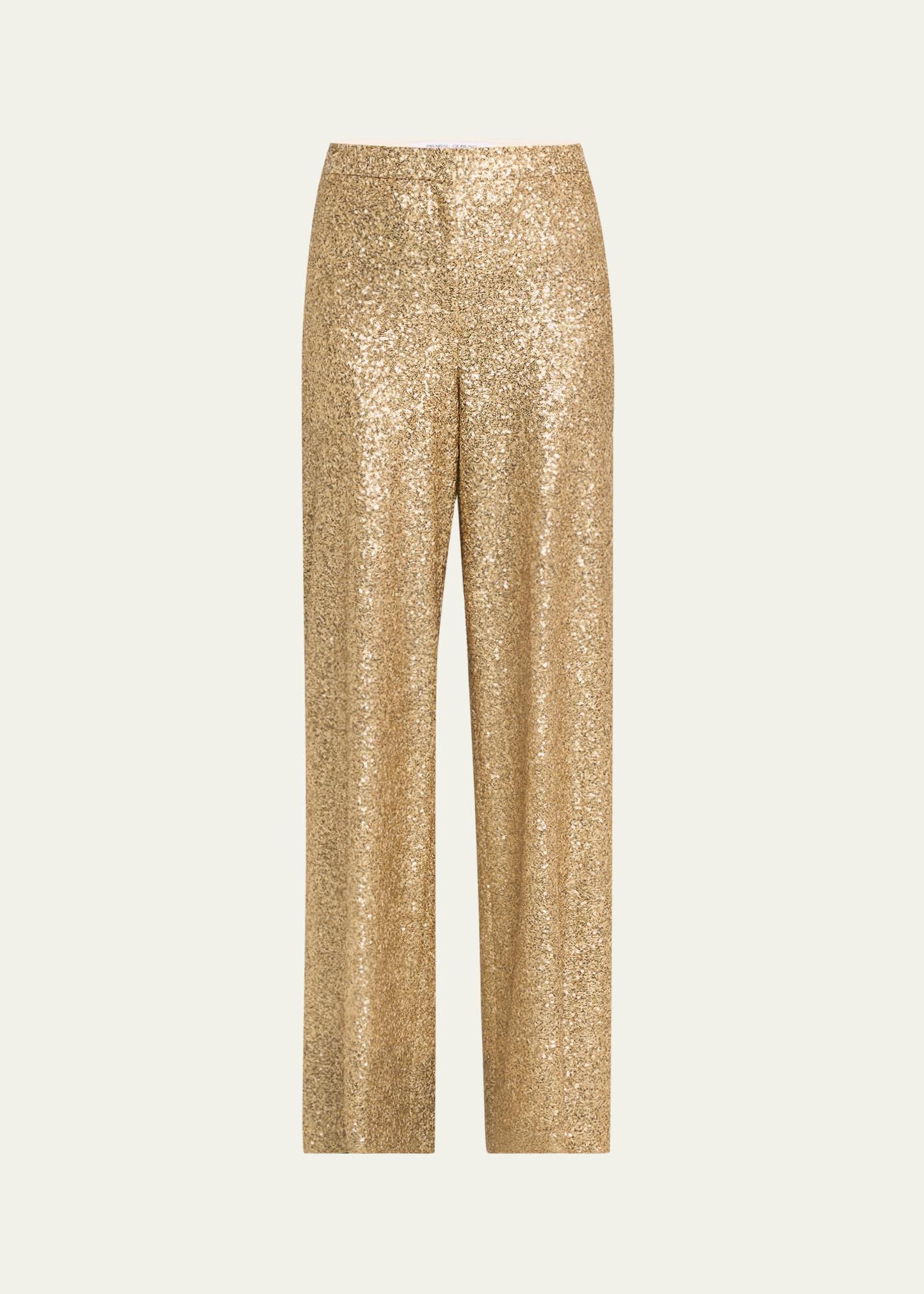 sequined wide leg trousers