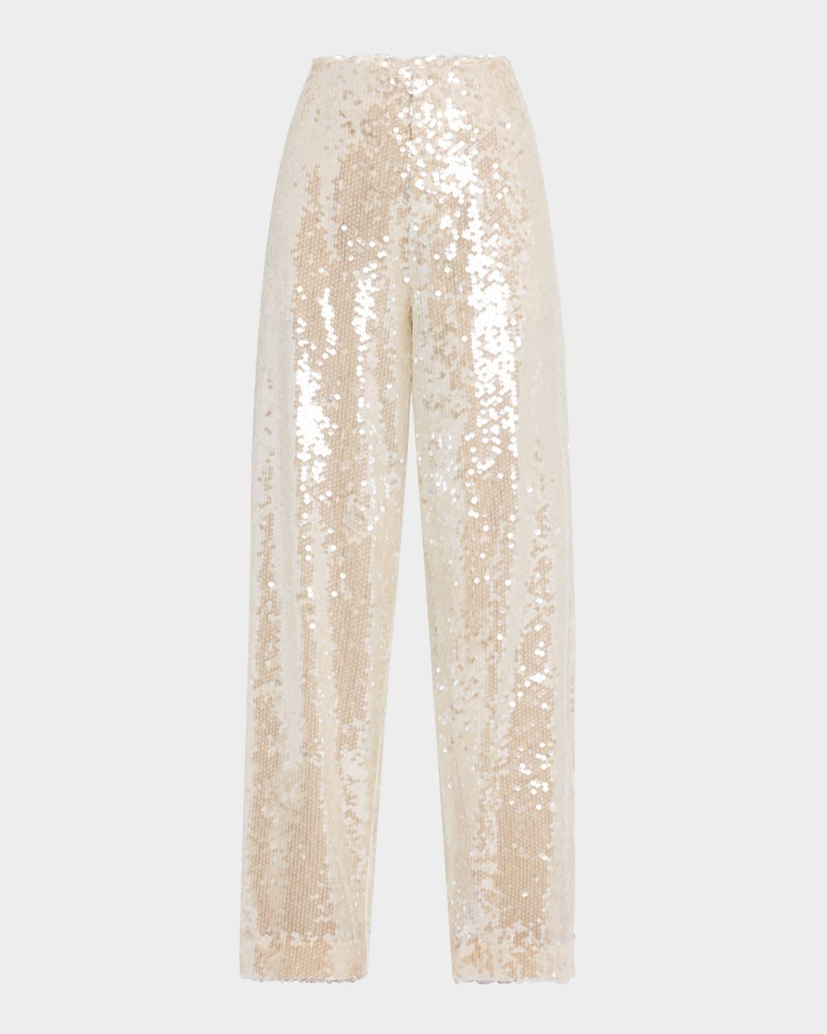 sequined wide-leg trousers