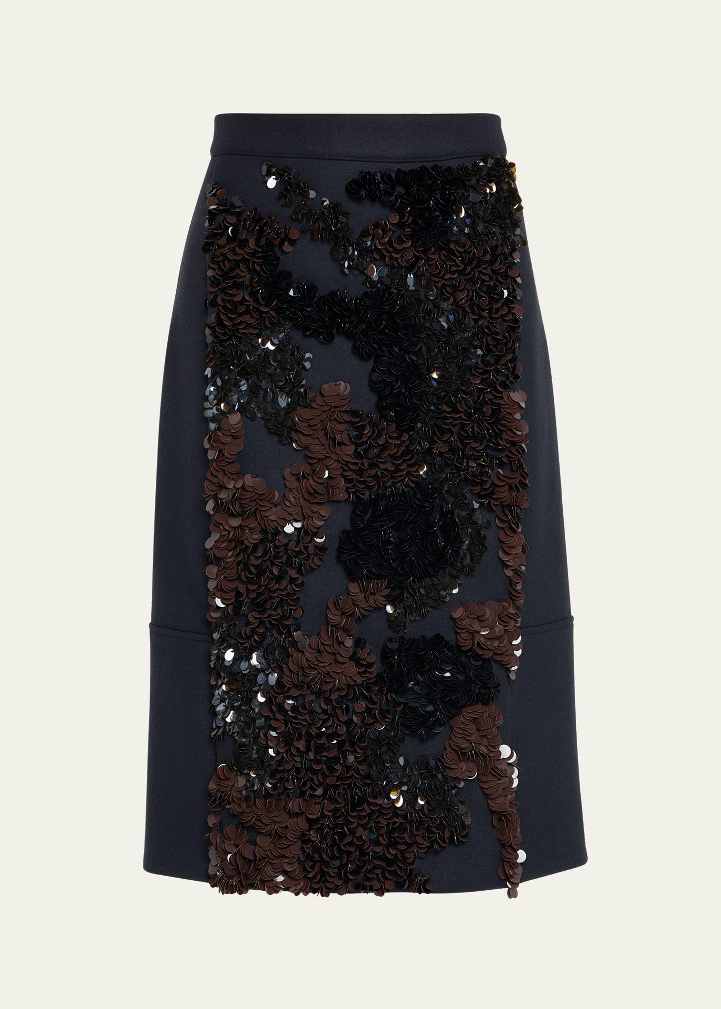 sequined wool midi skirt