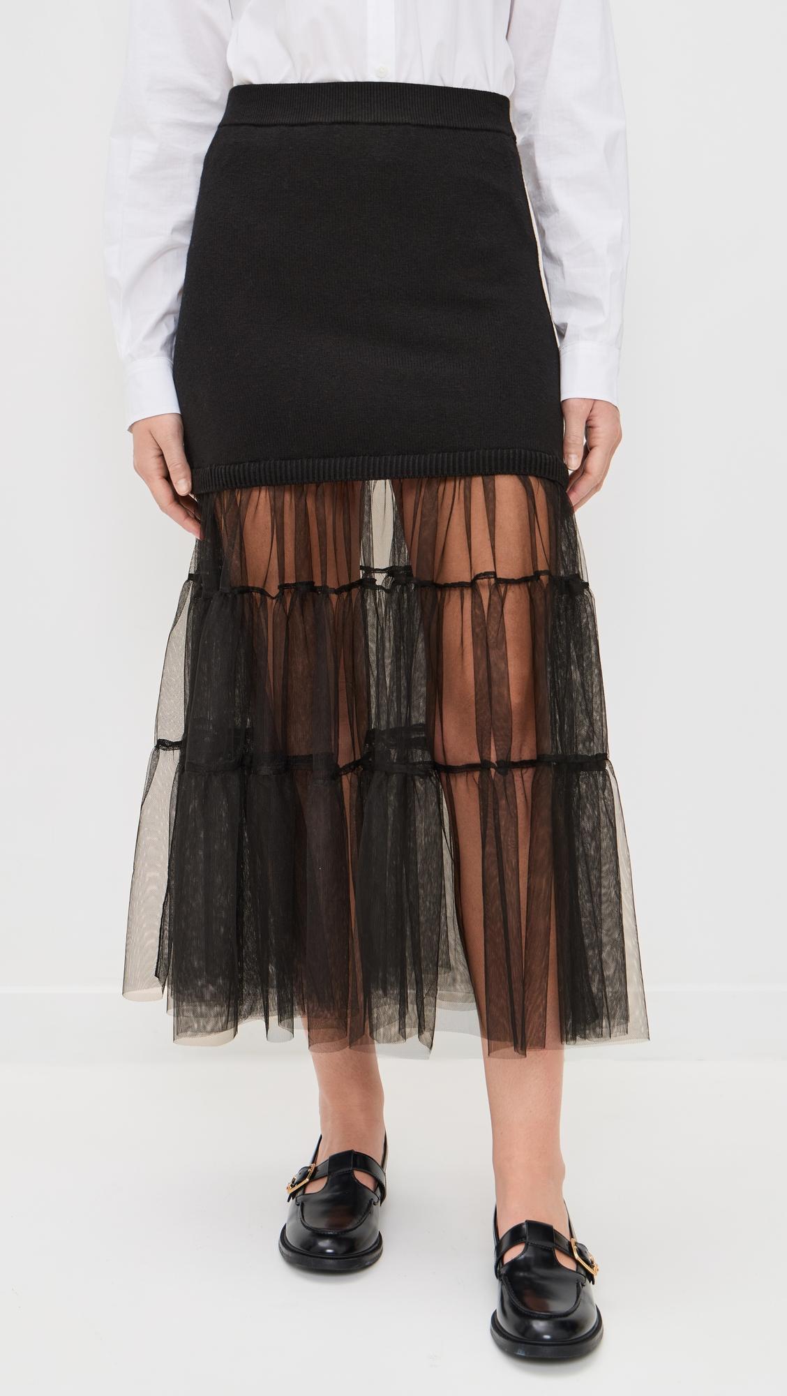 seraphine solid knit tulle skirt