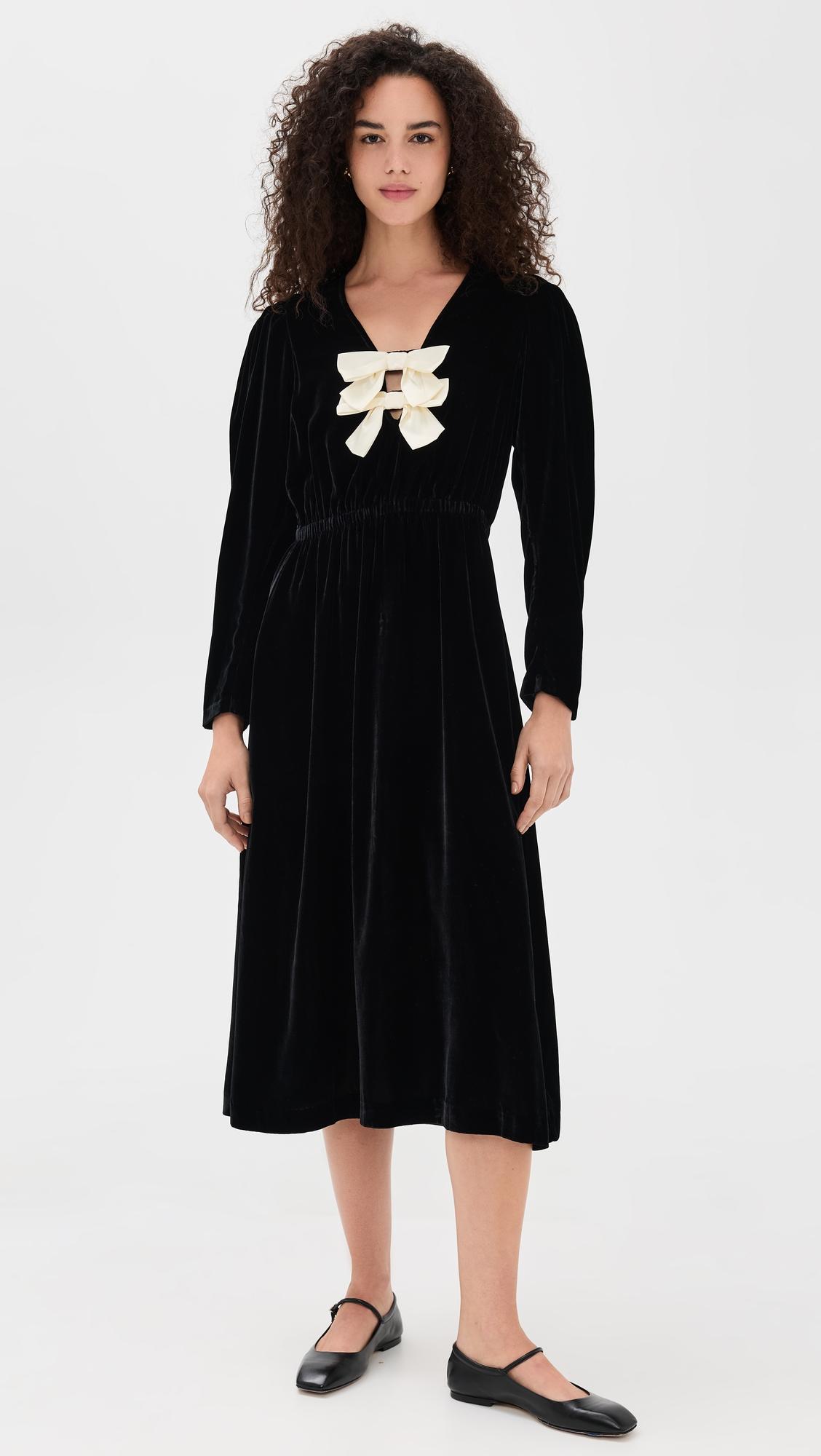 seraphine velvet long sleeve midi dress