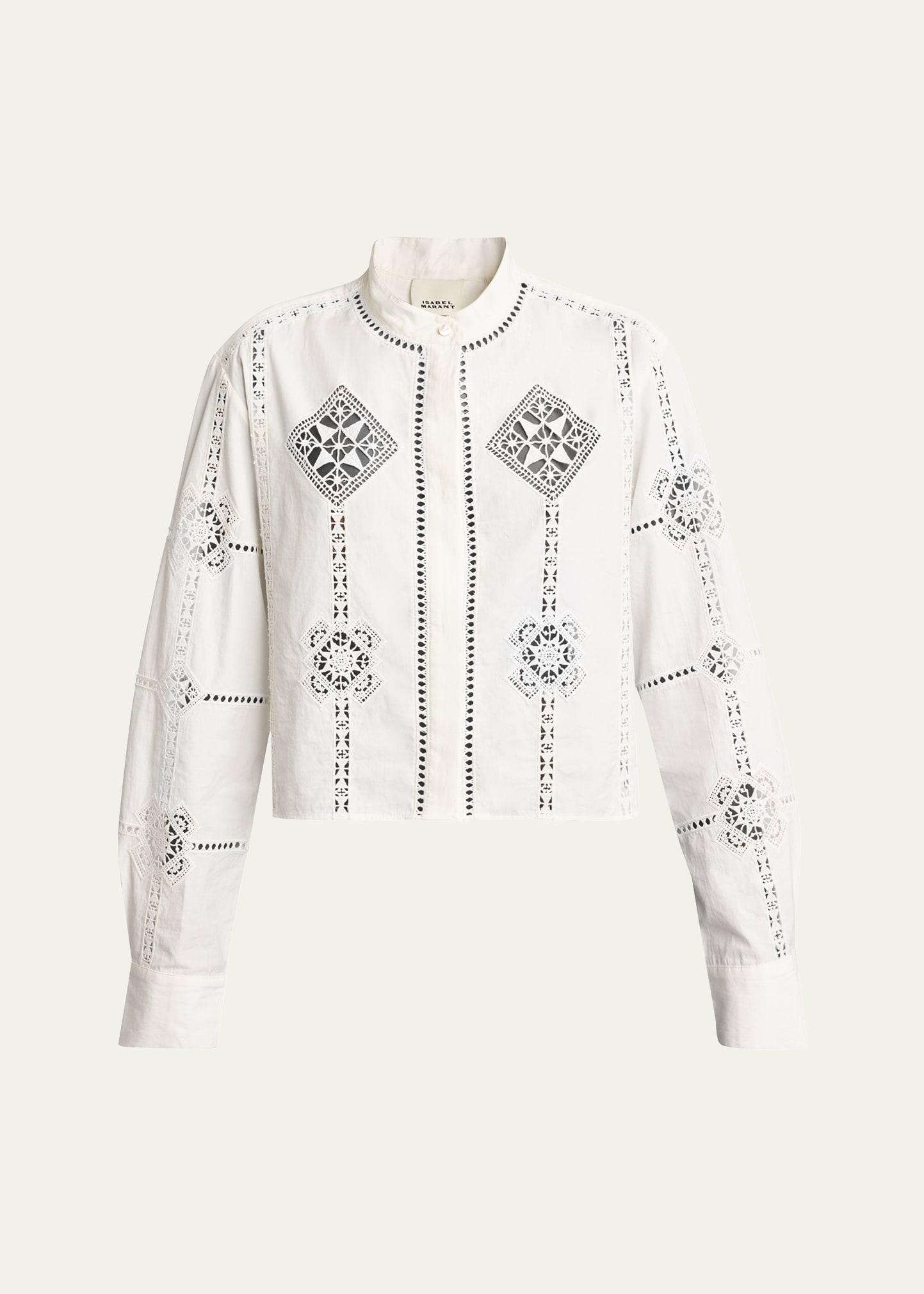 serena openwork poplin cropped top