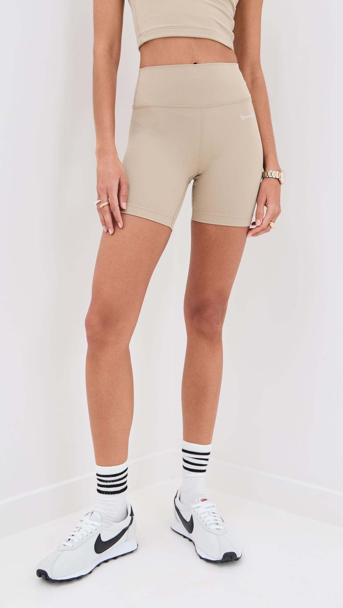 serif logo biker shorts